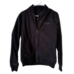 Indian Motorcycle Women's Black Embroidered Zip Up Bomber Jacket Size Medium